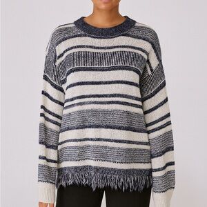 Moon River Navy and Cream Striped Sweater